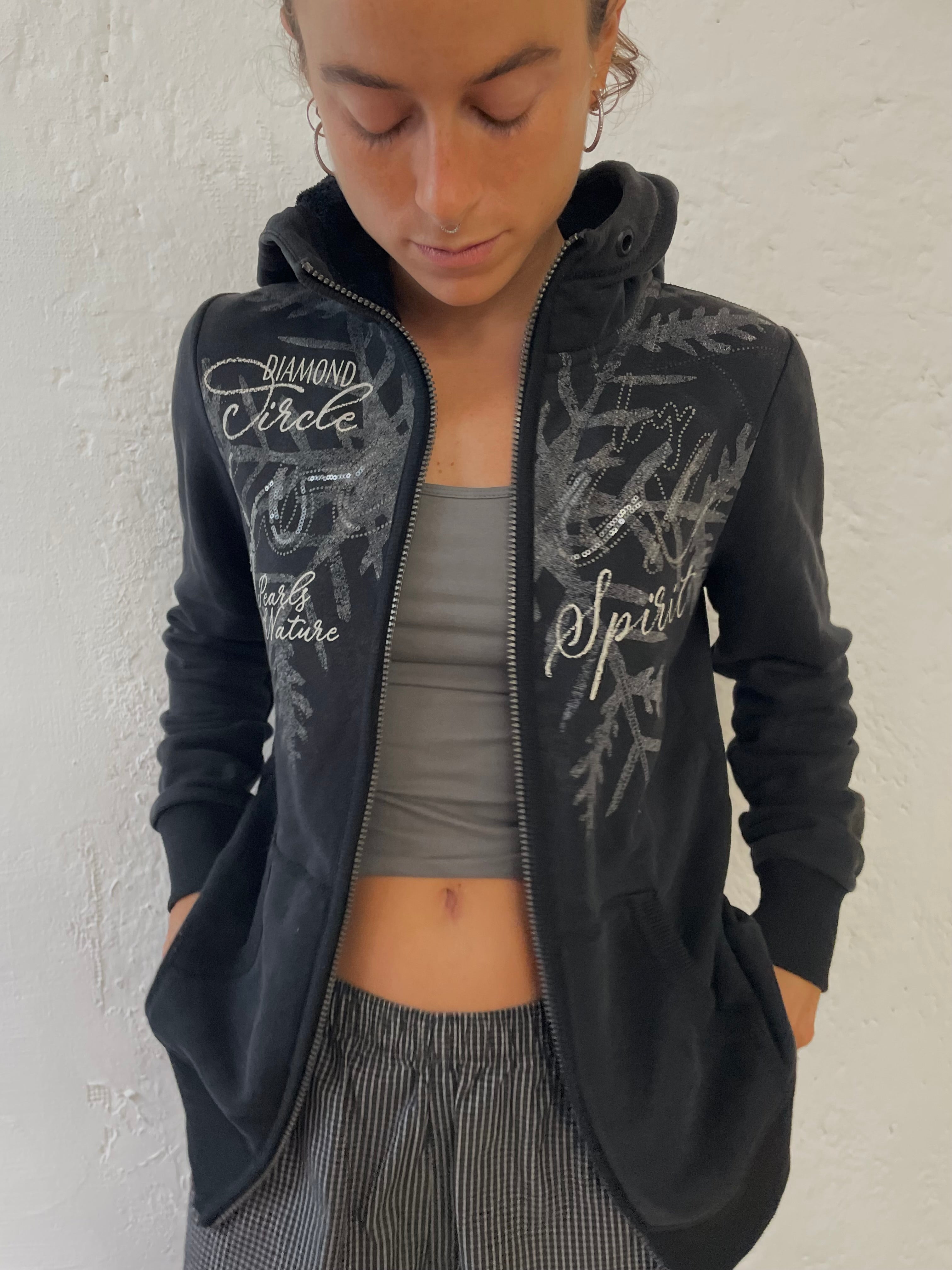 Schwarze Zip- Jacke S