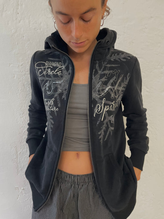 Schwarze Zip- Jacke S