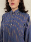 Vintage Shirt Blue Striped Pierre Clarence & Long Sleeve – M