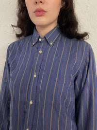 Vintage Shirt Blue Striped Pierre Clarence & Long Sleeve – M