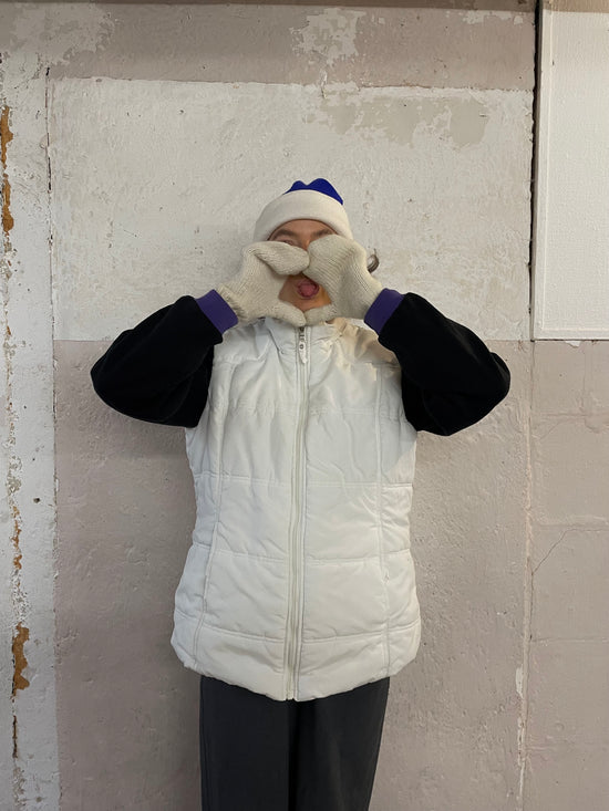 Unisex Warm Winter Ski Vest White Oversized – L