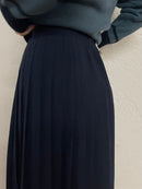 Vintage Long Skirt Dark Blue Flared – M
