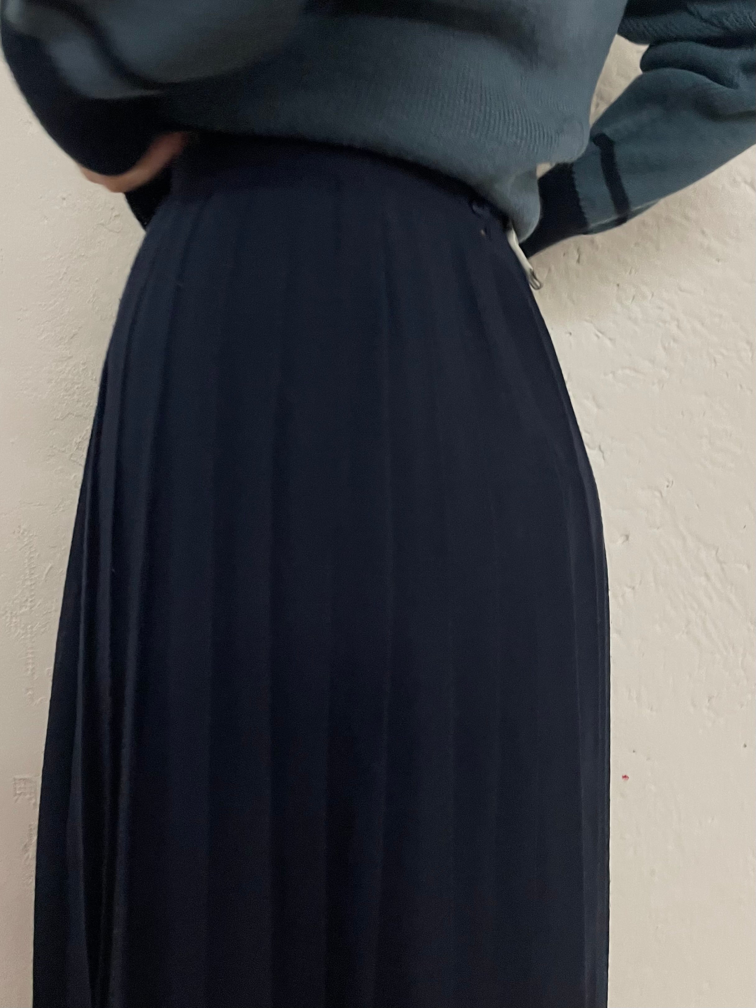 Vintage Long Skirt Dark Blue Flared – M