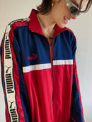 Track Jacket Vintage Red Blue Black Puma Front Logo Unisex – XL