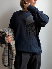 Oversized Longsleeve Shirt Darkblue Unisex - XL