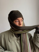 Vintage Wool Scarf Green, Brown and Rosa Unisex - One Size