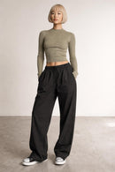Long Sleeve Tight Fit Cropped Top – S/M