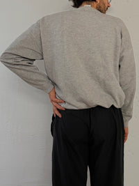 Vintage Grey Sweater Oversized Classic Long Sleeve – L