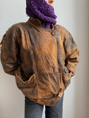 Vintage Leatherjacket Brown Unisex 100% Leather - 36