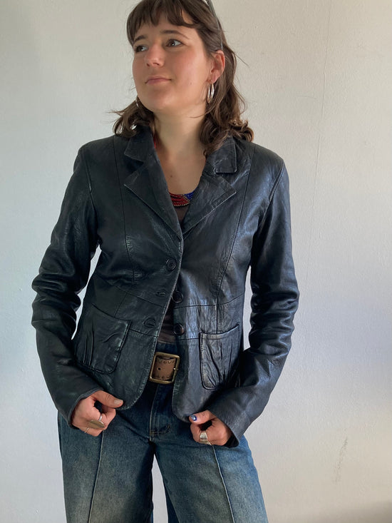 Leather Jacket Vintage Black Spring Women – M