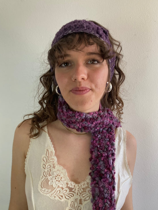 Scarf Vintage Purple Pink Plush Extra Long Unisex – One Size