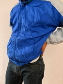 Vintage Track Jacket Blue White & Turquoise Polyester Unisex – L