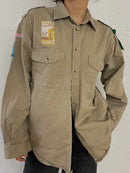 Autumn Style Brown/Grey Jacket - Patches Front & Back – M