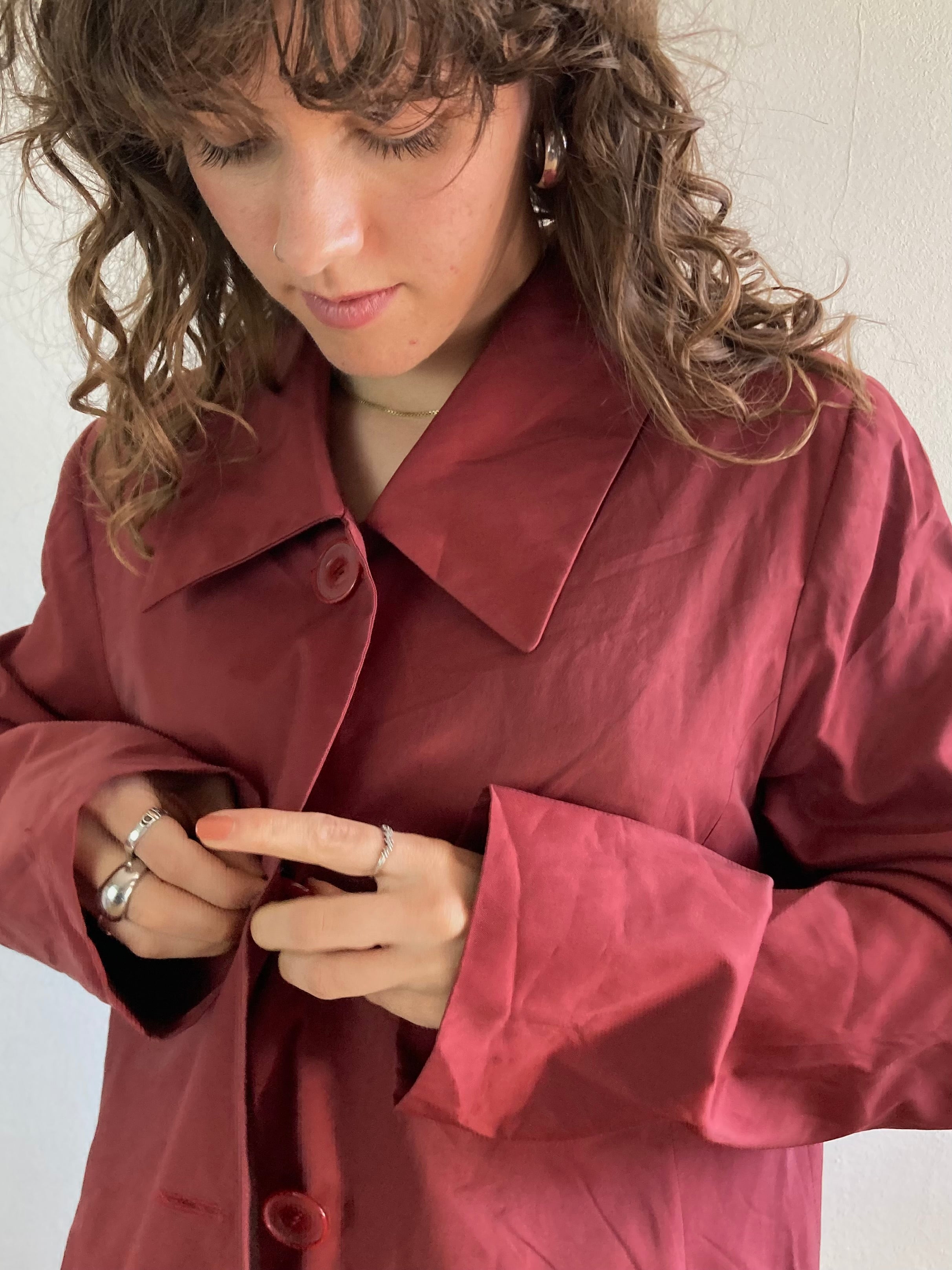 Trench Coat Vintage Red Lightweight Layering Vissavi Women – M