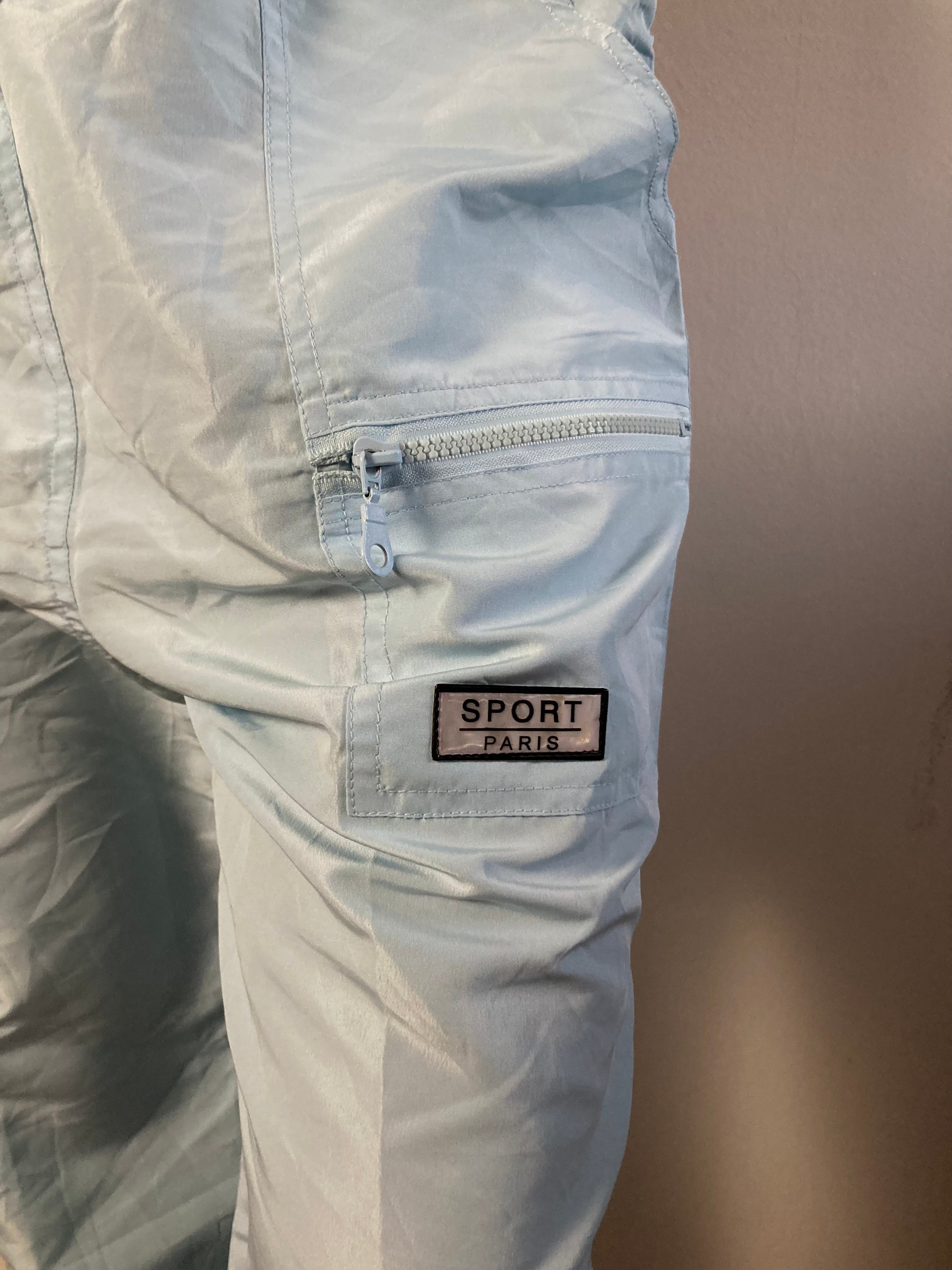 Track Pants Sport Paris Light Blue Adjustable Waist Long Unisex – M