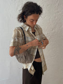 Braun/Weiß kariertes Hemd M - Kleiderhaufen - Default Title