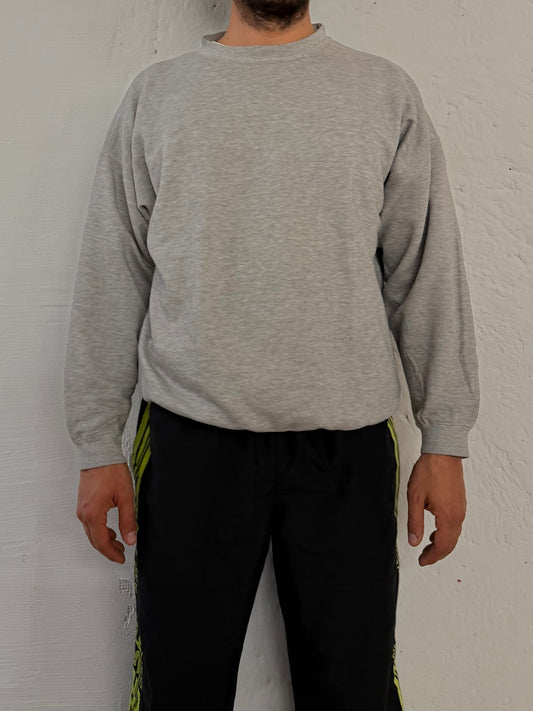 Vintage Grey Sweater Oversized Classic Long Sleeve – L