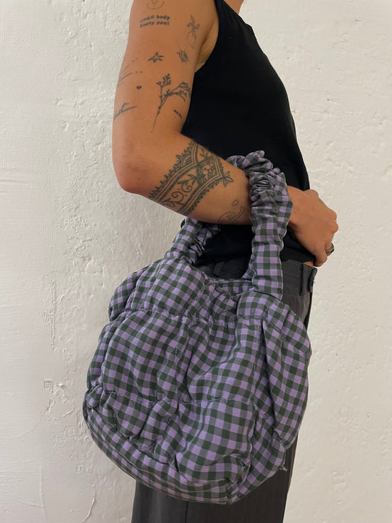 Karierte Tasche Lila/Grau