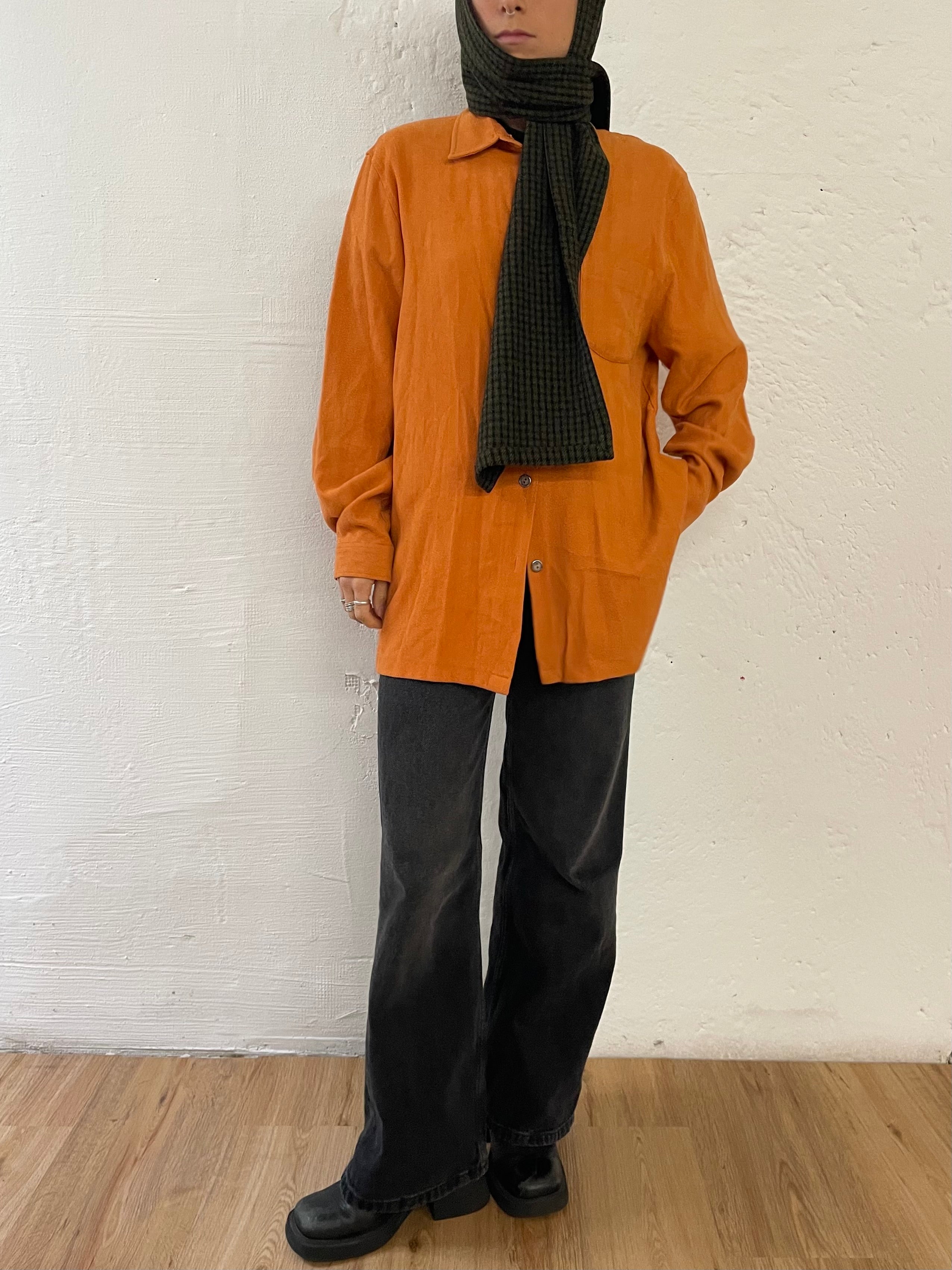 Oversized Bonita Shirt Orange Long Sleeve – M