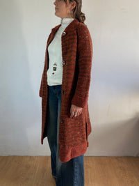 Coat Vintage Wool Orange Bronze Layering Spring Warm Unisex – M