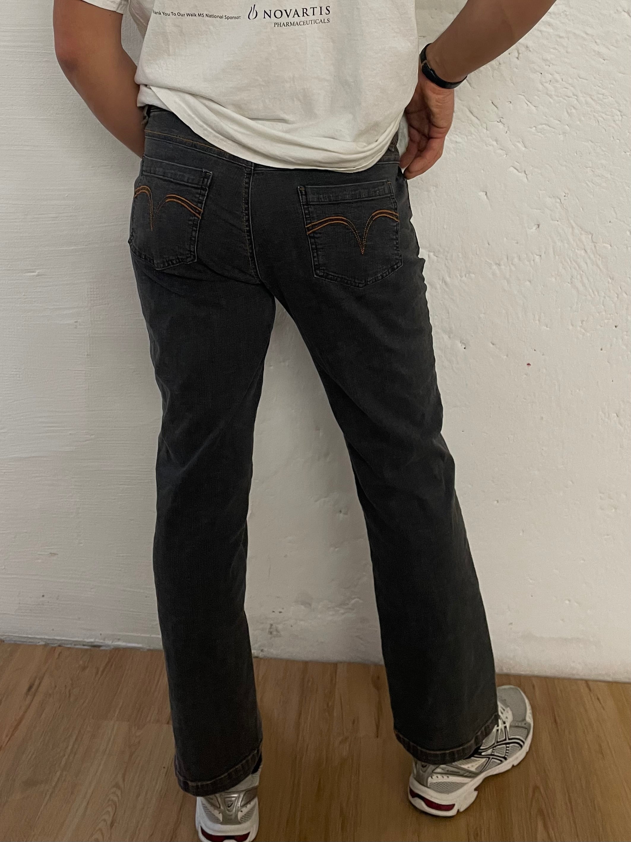 Vintage Michele Boyard Jeans Grey Orange Stitching Detail – L