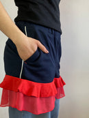 Skirt Vintage Dark Blue Handmade Layering Unique Women – S