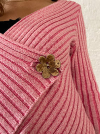 Strickjacke Rosa mit süßen Knopf S/M