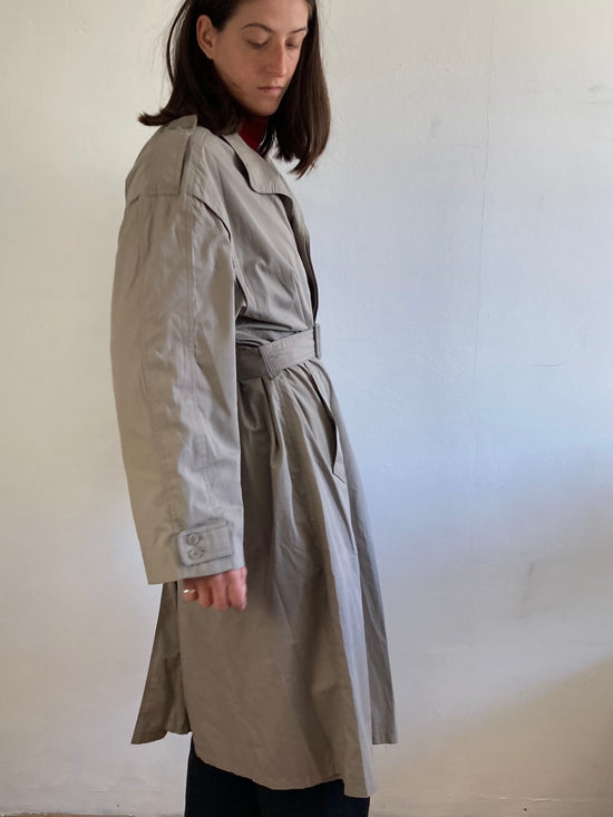 Coat Vintage Trench Tailored Spring Grey Unisex – M/L