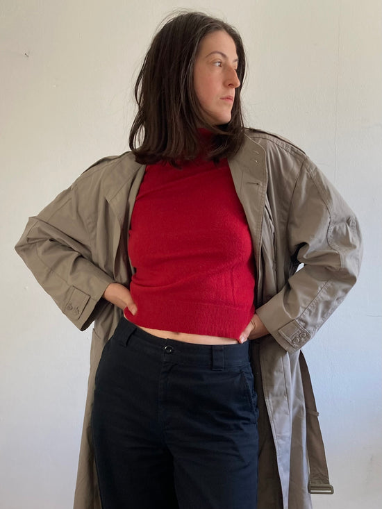 Coat Vintage Trench Tailored Spring Grey Unisex – M/L