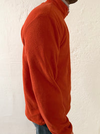 Fleece Pullover Orange Zip Neck with Front Graphic Unisex – L