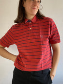 Polo Shirt Vintage Gant Striped Red Black Classic Unisex – M/L