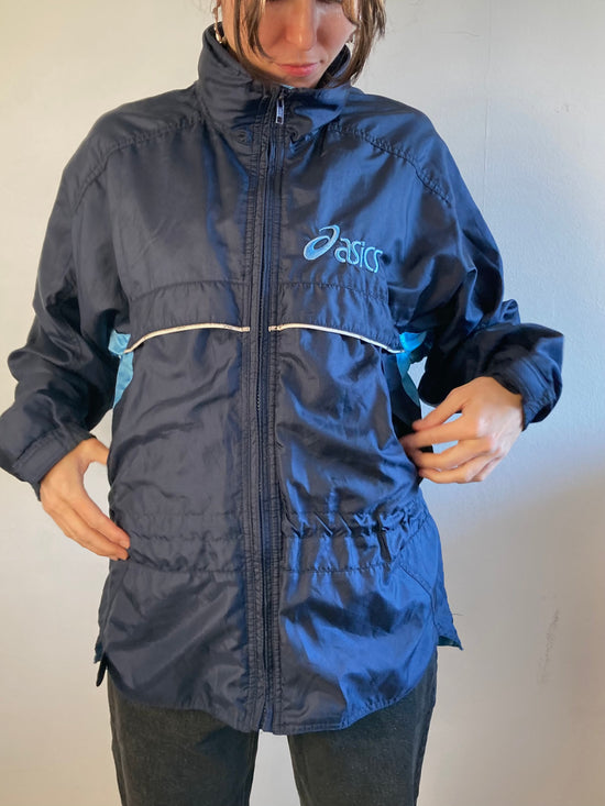 Jacket Vintage Oversized Windbreaker Asics Light Blue Blue Unisex – M