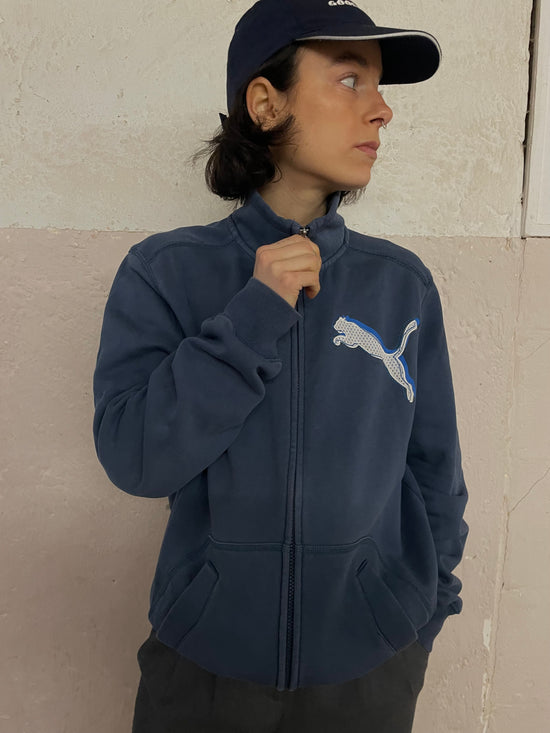 Jacket Vintage Puma Front Print Blue Unisex Sportswear – M