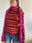Shirt Vintage Red Black Purple Striped Longsleeve Oversized Unisex – M
