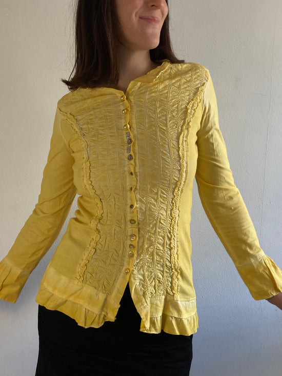 Blouse Vintage Made in Italy Button Detail Elegant Layering Women – M/L