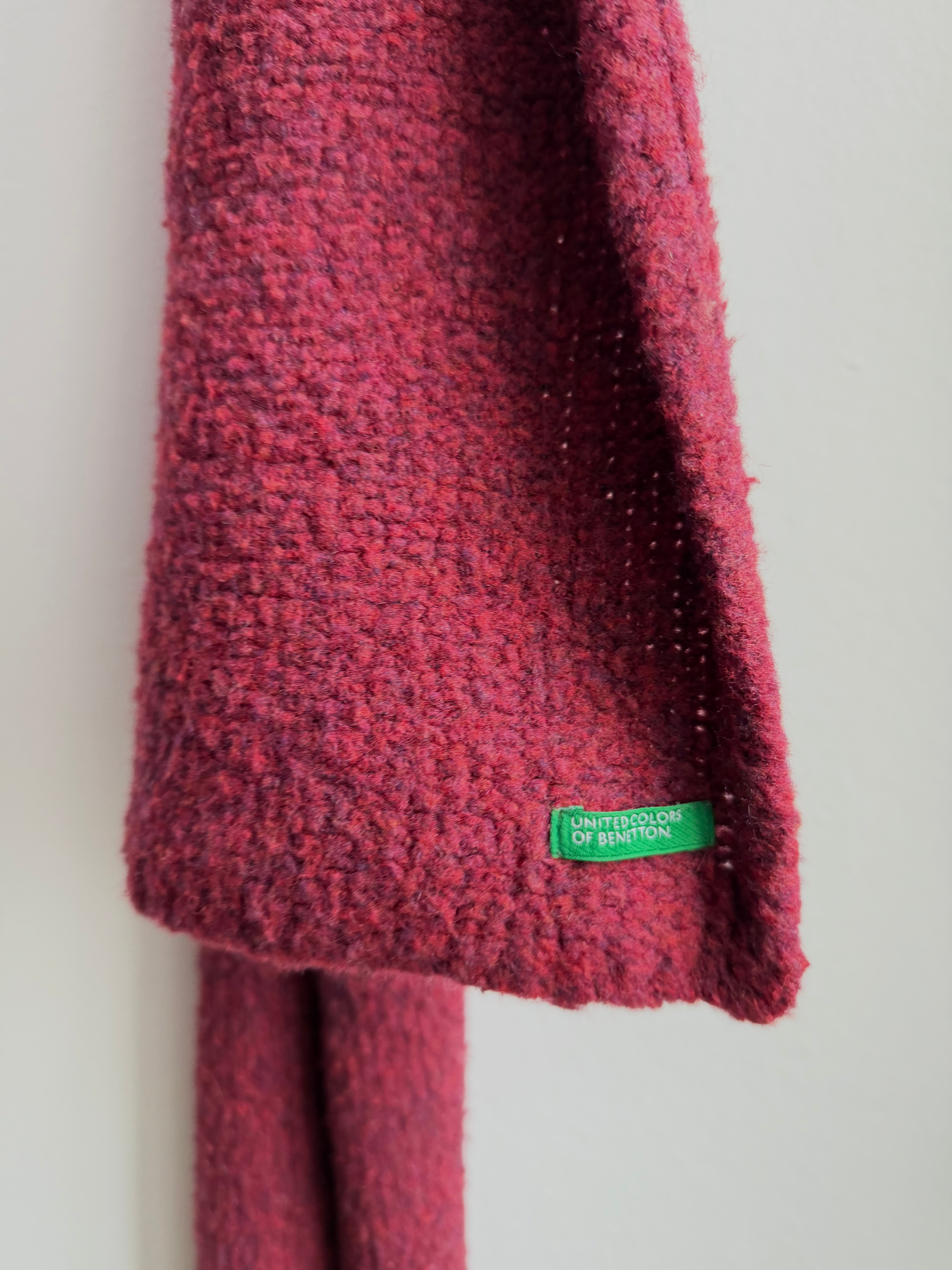 United Colors Of Benetton Scarf 100% Merinowool Burgundy - One Size