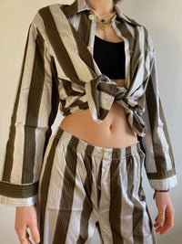 Two-Piece Set Vintage Striped Jacket & Trousers Sumavan Unisex – M