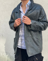 Oversized schwarze Lederjacke - Kleiderhaufen - Default Title