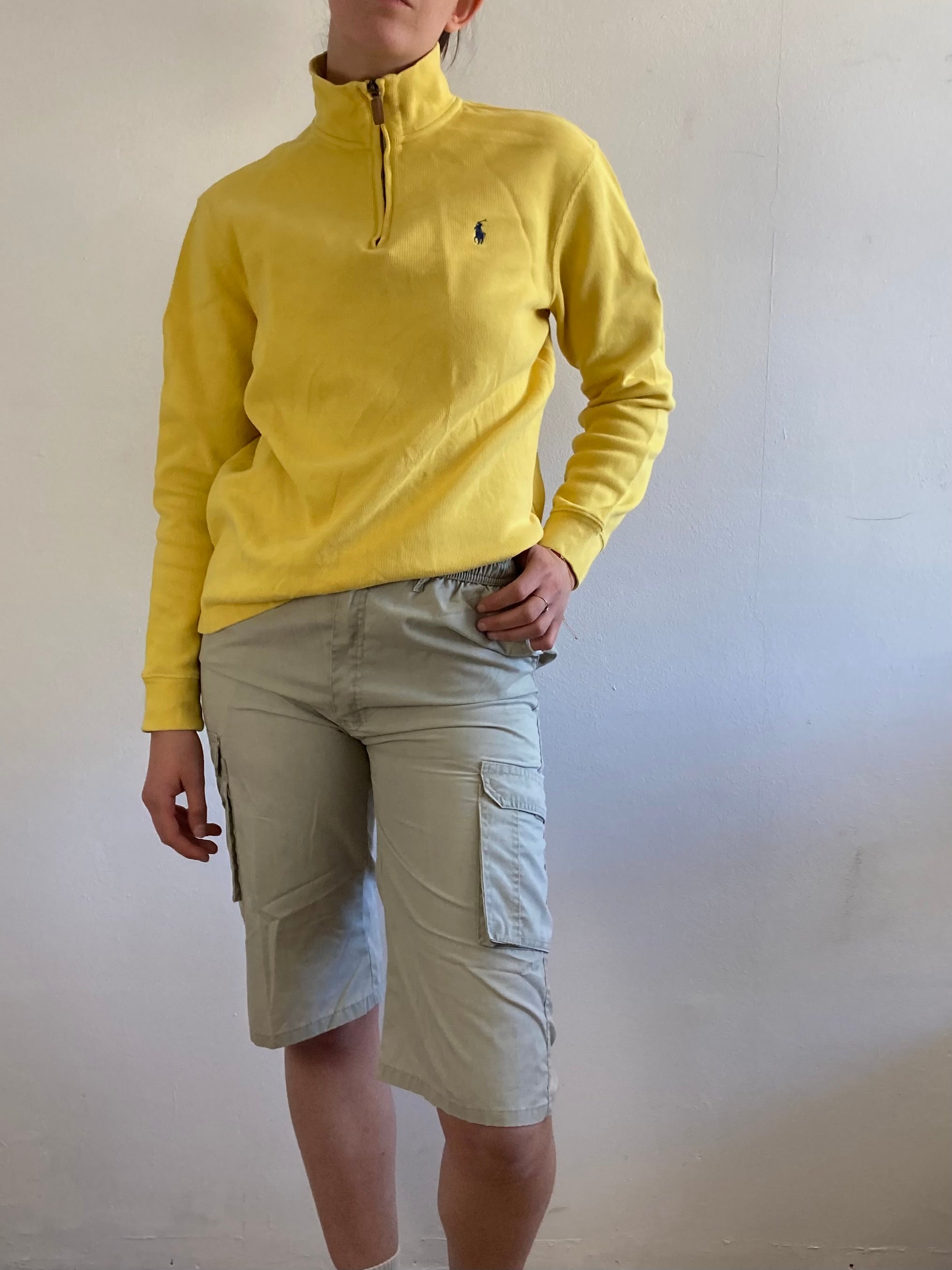 Sweater Vintage Polo Collar Long Sleeve Yellow Ralph Lauren Unisex – M