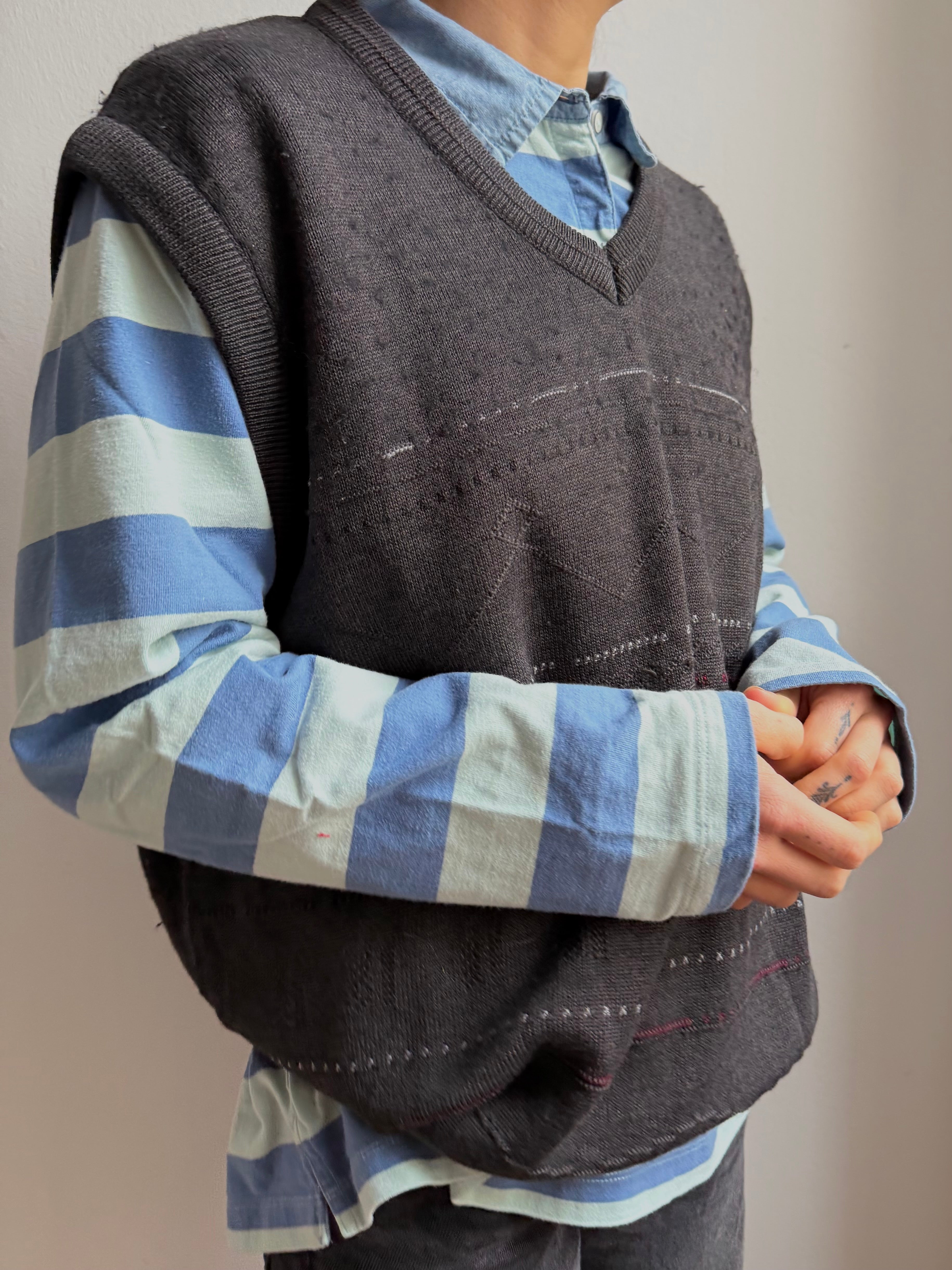 Giramondo Wool Pullunder Unisex Grey - L