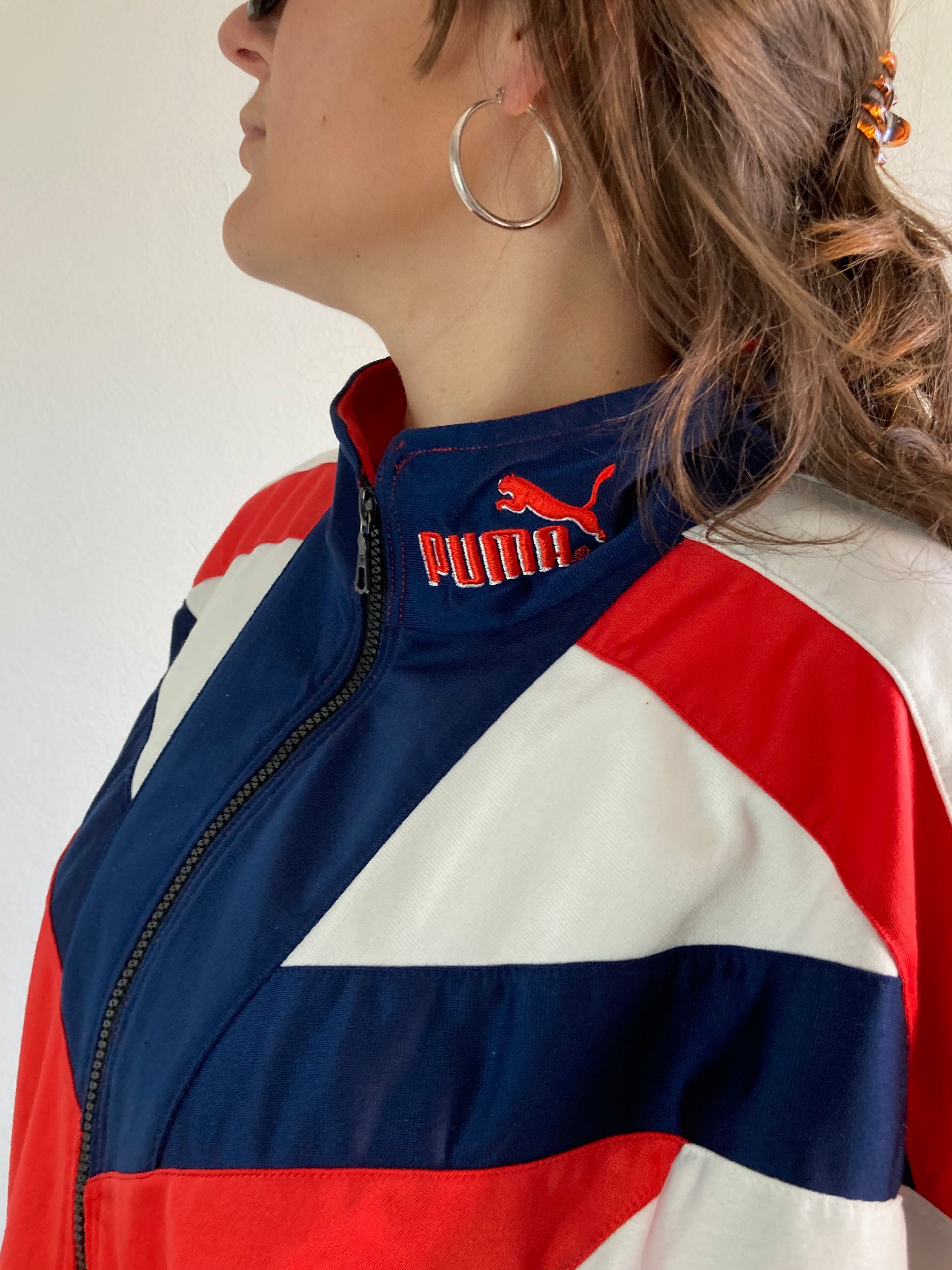 Track Jacket Vintage Red Blue White Puma Unisex – M