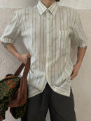 Weiß/grau gestreiftes Hemd M - Kleiderhaufen - Default Title