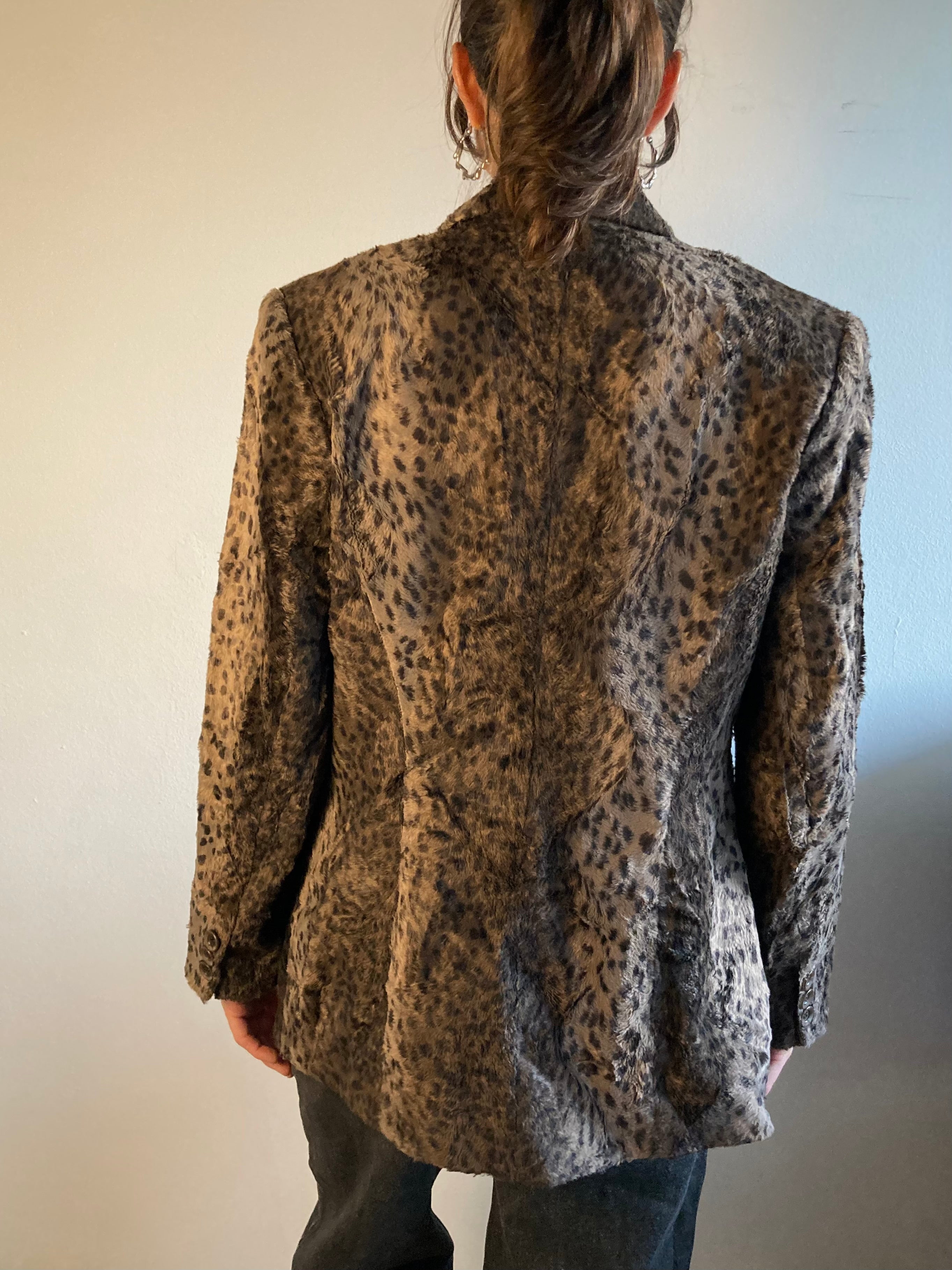 Blazer QuiSet Vintage Animal Print Elegant Women – M
