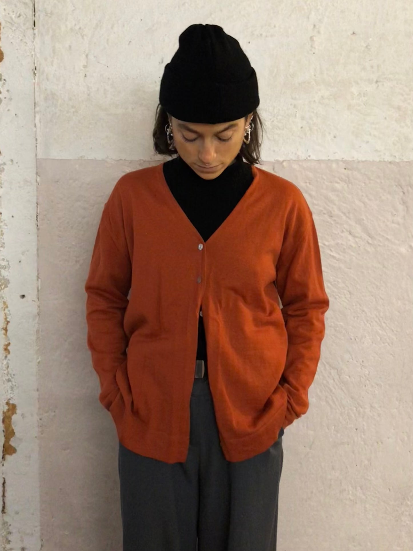 Button-up Sweater Orange