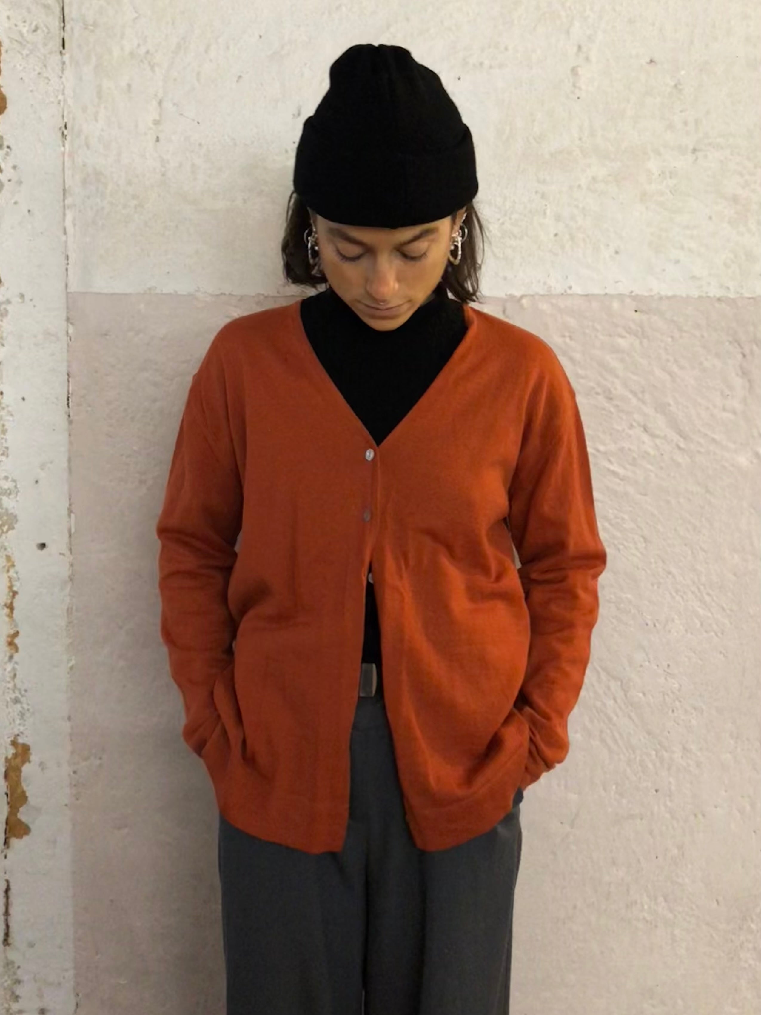 Button-up Sweater Orange - Kleiderhaufen - Default Title