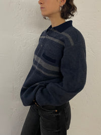 Rodes Polo Wool Sweater Unisex Blue – M