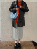 Vintage Schokobraun Ledermantel M