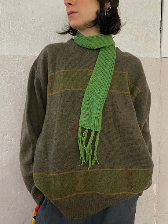 Vintage Wool Sweater Spring Green Oversized Unisex – M