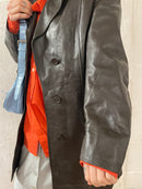 Vintage Schokobraun Ledermantel M