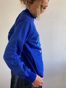Vintage Sweater Oversized Blue Front Print made in Spain Unisex – M